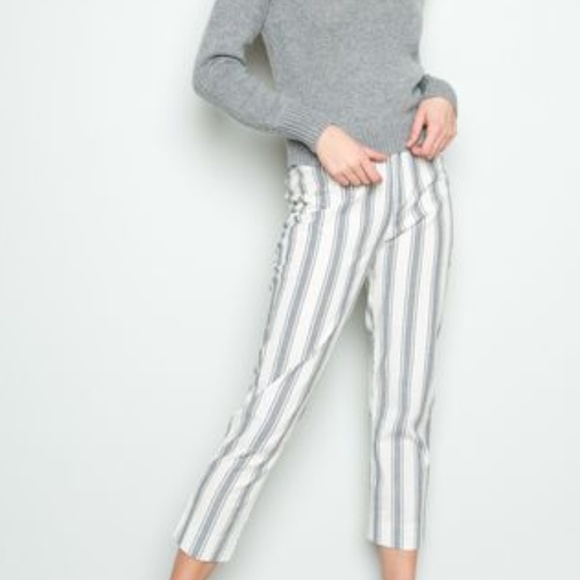 Brandy Melville Pants - Brandy Melville TILDEN Pants White Blue stripes OS